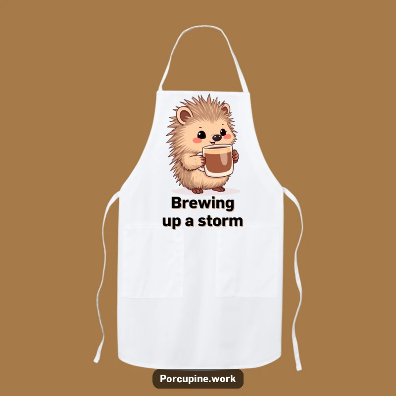 Funny Porcupine Coffee Apron - Pleased Barista Kitchen Wear