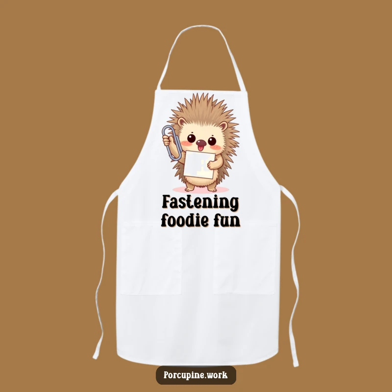 Funny Porcupine Paperclip Apron: Office Triumph Hero, Hilarious Kitchen Gift!