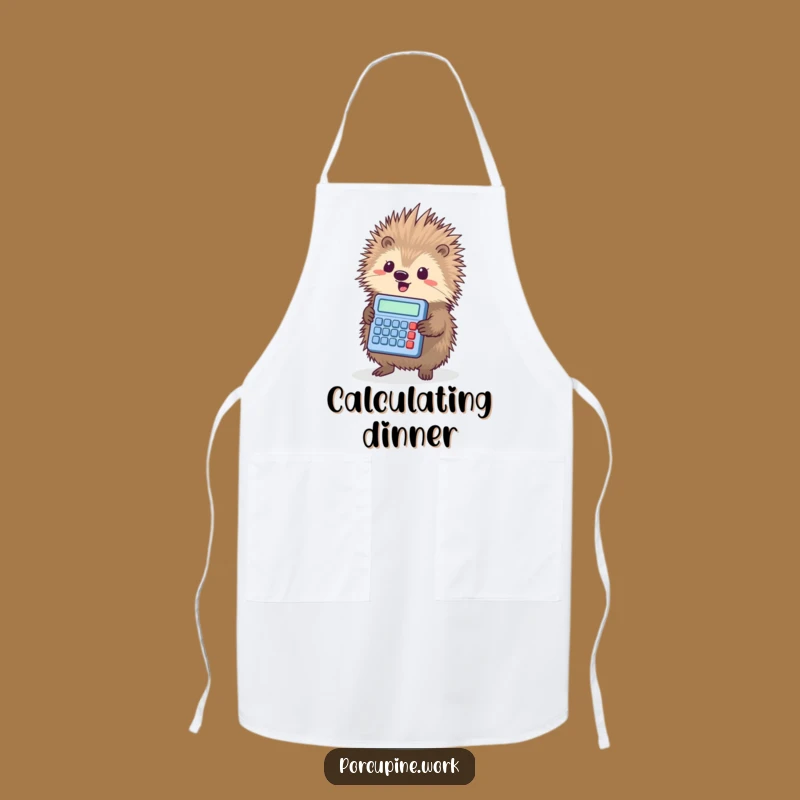 Funny Porcupine Calculator Apron - Triumphant Nerd Kitchen Wear