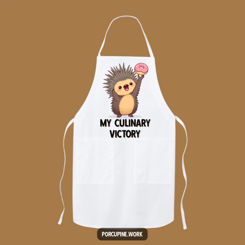 Funny Porcupine Donut Trophy Funny Apron, Bake and Triumph with Humor
