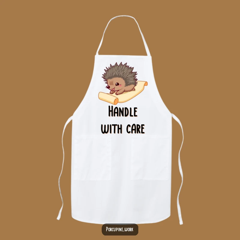 Funny Porcupine Paper Slide Apron: Hilarious Kitchen Scroll Design