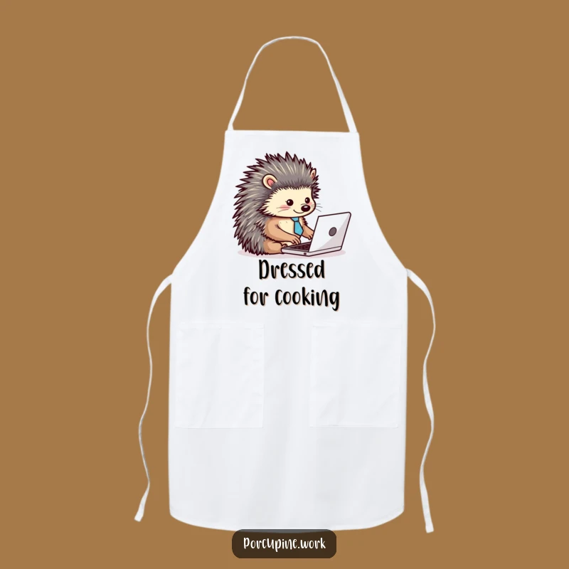 Funny Porcupine Tie Laptop Apron: Dapper Chef for Hilarious Cooking