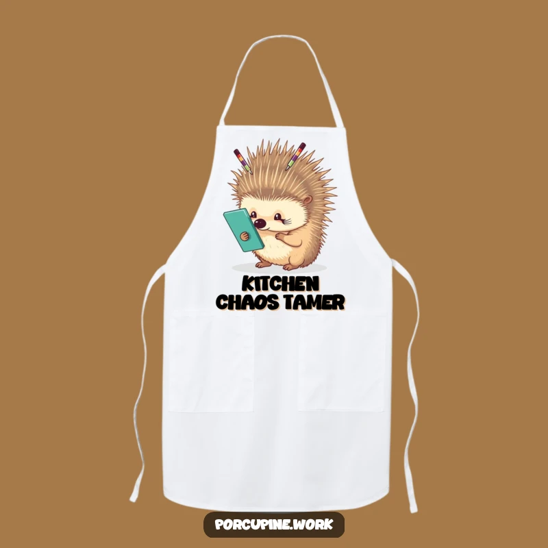 Funny Porcupine Office Apron: Juggling Supplies While Working, Hilarious Kitchen Funny Gift