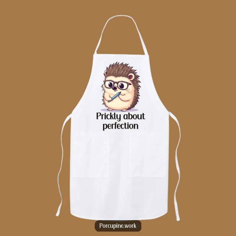 Funny Porcupine Chef Apron: Cooking with Spectacles and Pen, Hilarious Kitchen Funny Gift