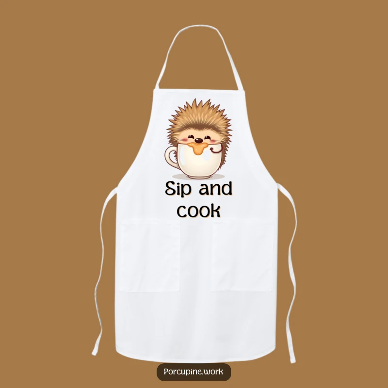 Funny Sipping Porcupine Apron: Brew-tiful Kitchen Style, A Funny Gift!