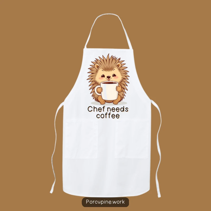 Whimsical Funny Porcupine Coffee Apron: Brew and Smile with Style