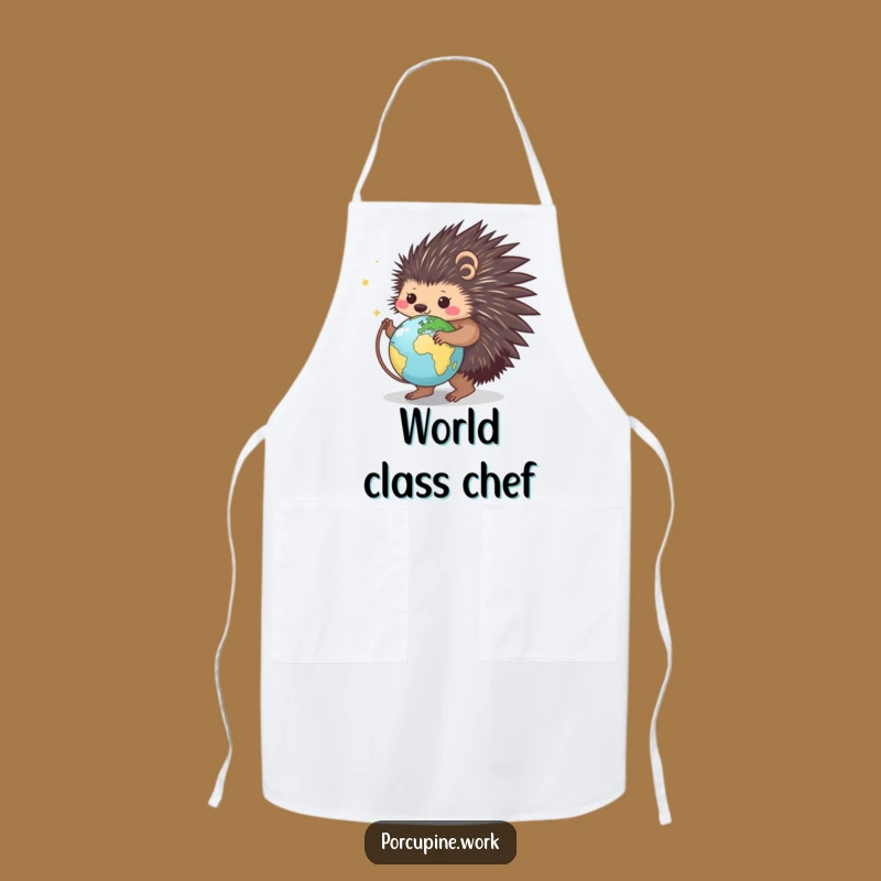 Funny Porcupine Chef Explorer Apron - Cook the World, Great Funny Gift!