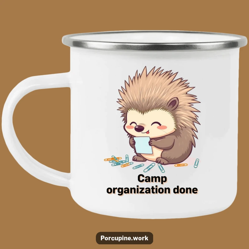 Funny Porcupine Organizer Camping Mug: Sip Your Brew with This Hilarious Desk Buddy!