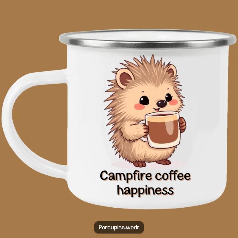 Funny Porcupine Camping Mug - Pleased Coffee Lover Enamel Cup