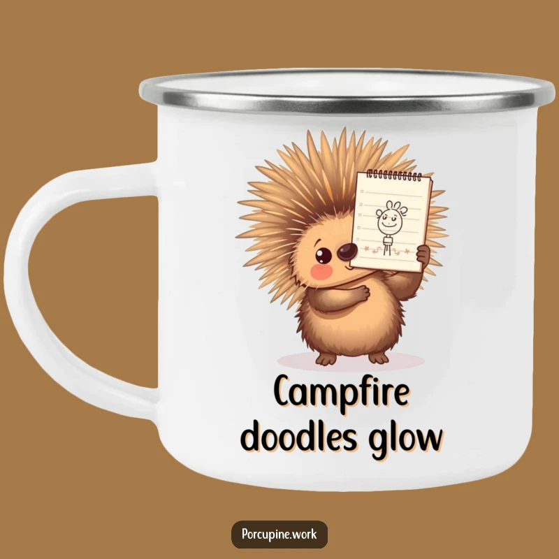 Funny Porcupine Camping Mug: Doodle Artist's Companion, Hilarious Outdoor Art Gift