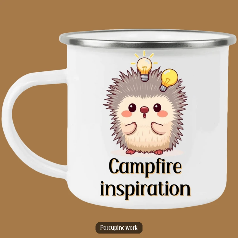 Funny Porcupine Camp Idea Mug: Lightbulb Moment Outdoors, Rugged Funny Gift