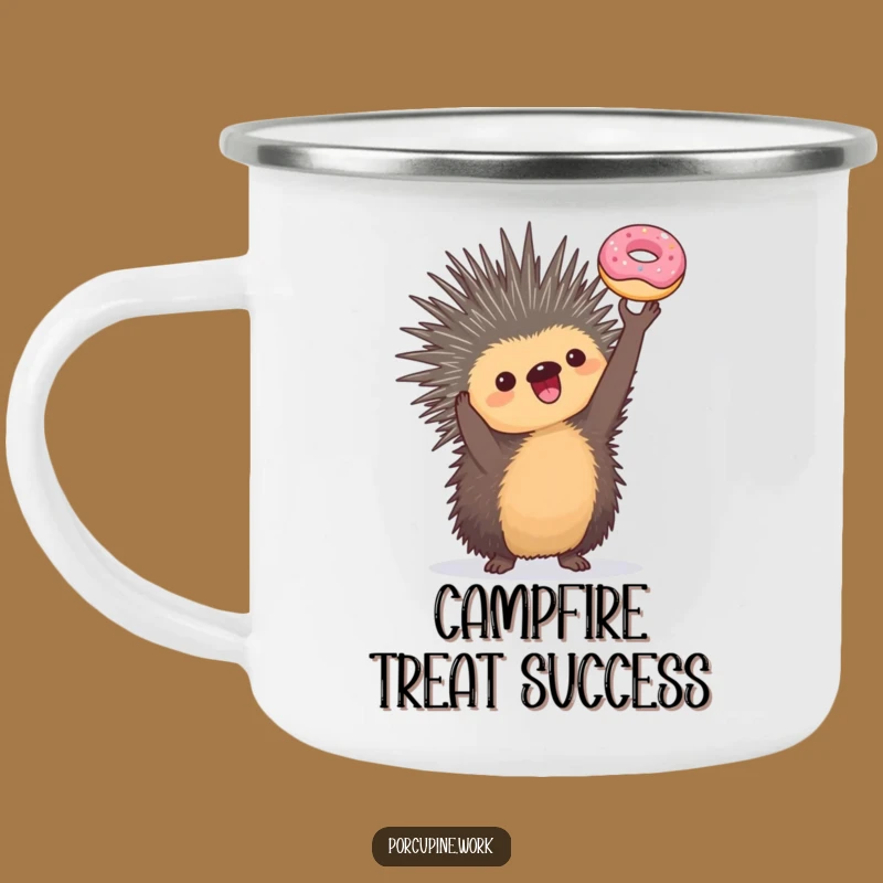 Funny Porcupine Donut Trophy Funny Camping Mug, Celebrate Outdoors with Treats