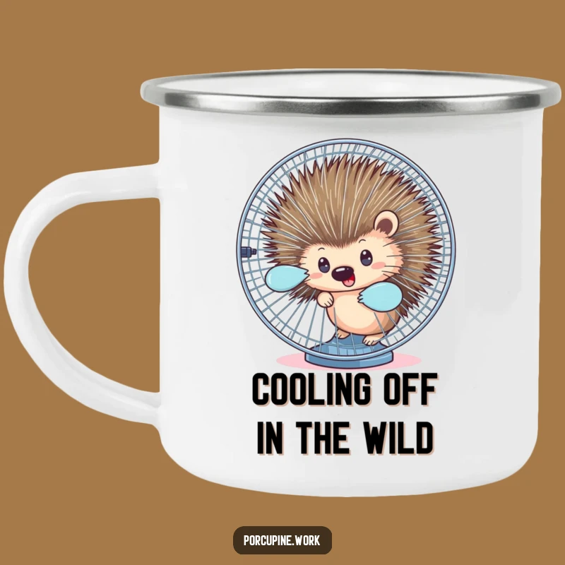 Funny Porcupine Fan Camping Mug: Stay Cool on Your Adventures