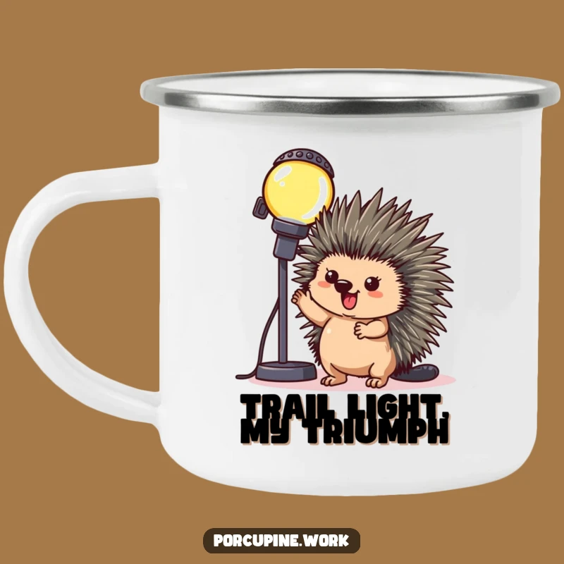 Funny Office Porcupine Light Camping Mug: Outdoor Triumph & Humor
