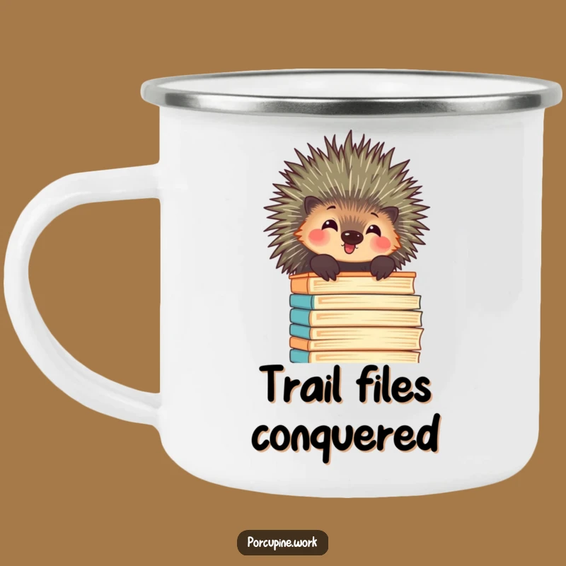 Funny Porcupine Camping Mug - Amused File Peeker Enamel Cup