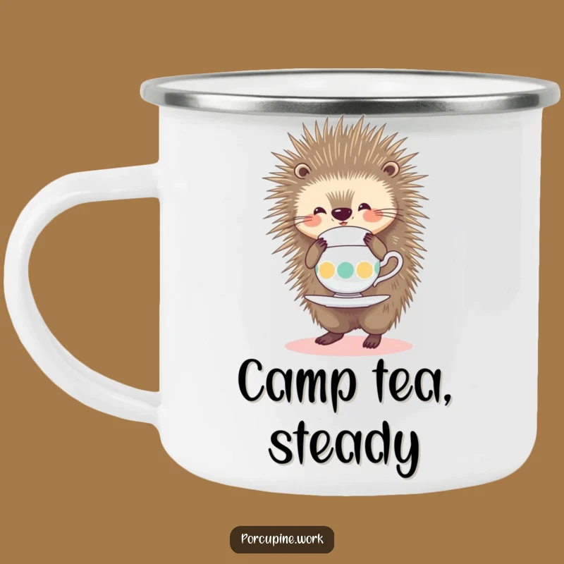 Funny Porcupine Camping Mug: Tea Balance Adventure, Hilarious Outdoor Sip Gift