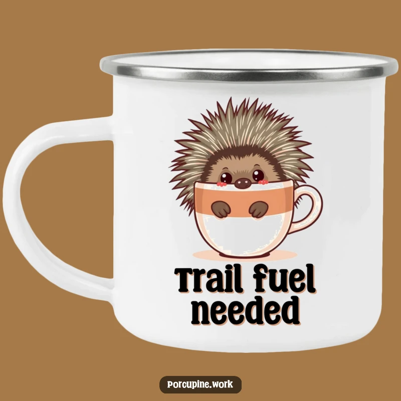Funny Porcupine Coffee Camping Mug - Trail Ready Brew, Awesome Funny Gift!
