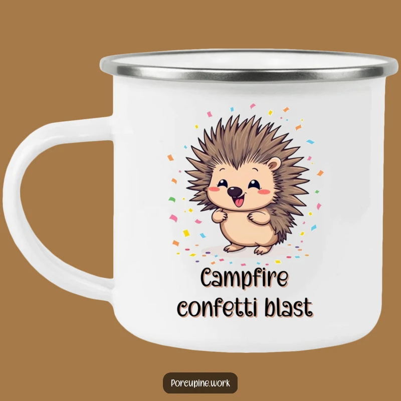 Funny Porcupine Confetti Camping Mug: Sip Your Adventure Fuel with This Hilarious Mug!