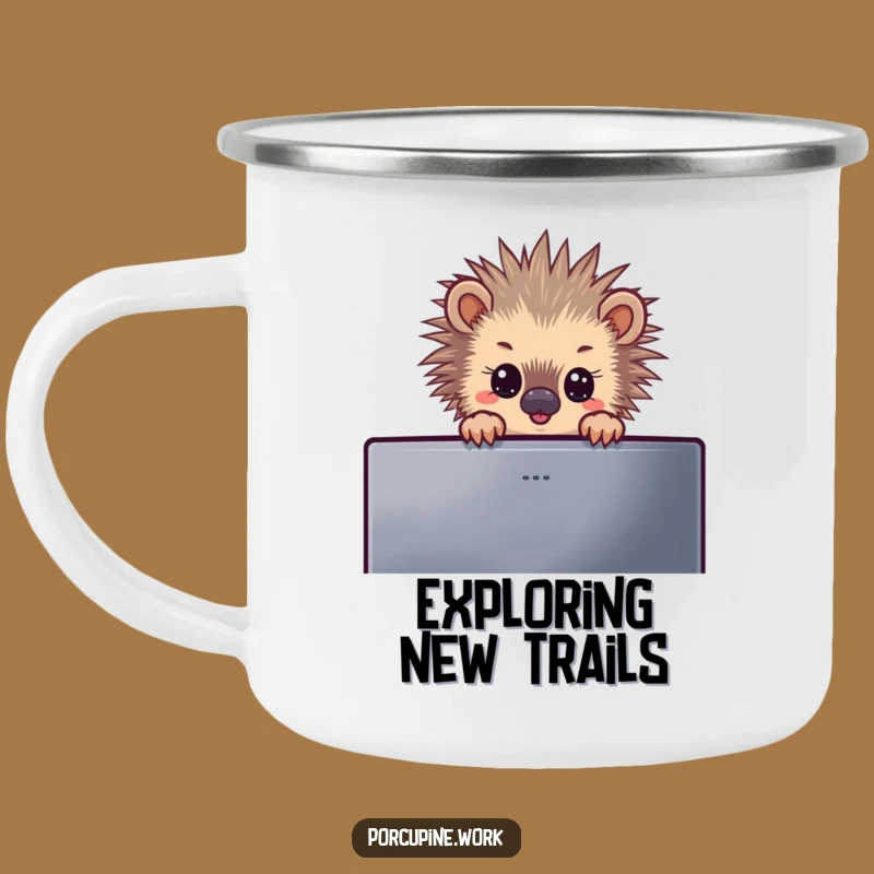 Funny Porcupine Monitor Peek Funny Camping Mug, Adventure with a Curious Smile