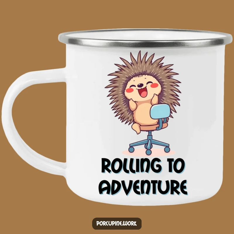 Funny Porcupine Office Chair Camping Mug: Adventure Fuelled by Glee