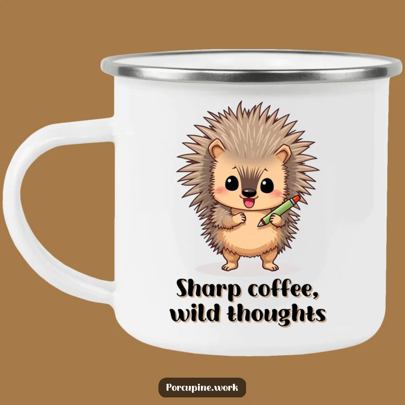 Funny Porcupine Shimmy Camping Mug: Rugged Humor for Outdoor Adventures