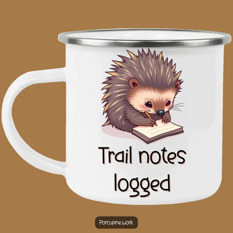 Funny Porcupine Notes Camping Mug - Trail Thoughts, Awesome Funny Gift!