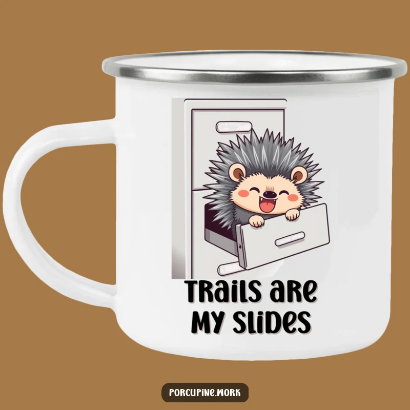 Funny Campfire Escape Mug - Hilarious Porcupine Filing Cabinet Adventure