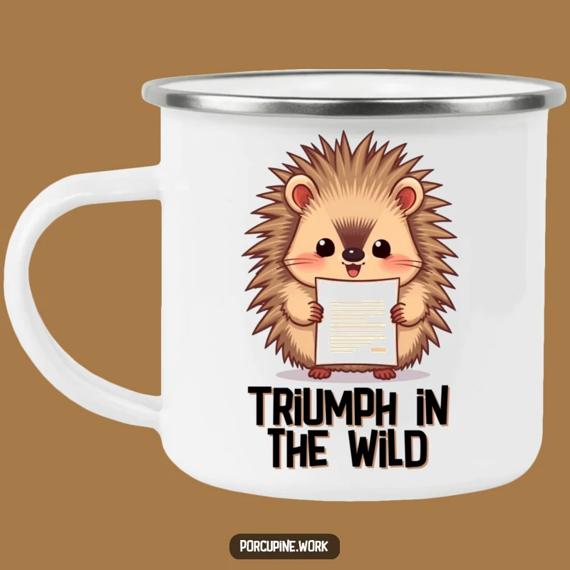 Funny Porcupine Achievement Mug: Outdoor Presentation with Document, Rugged Funny Gift
