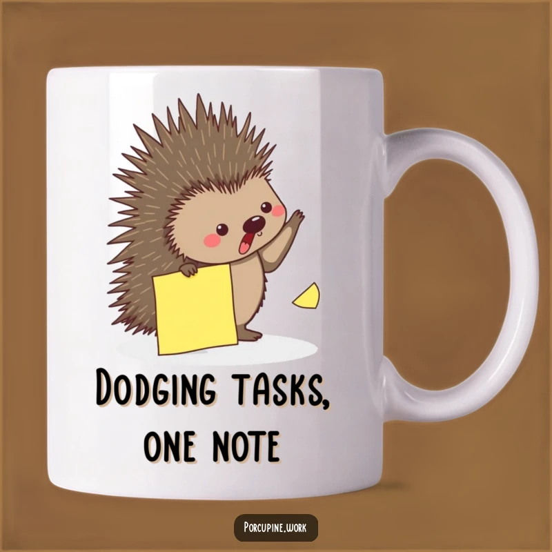 Funny Porcupine Sticky Note Dodge Mug: Office Hazard Humor for Your Desk