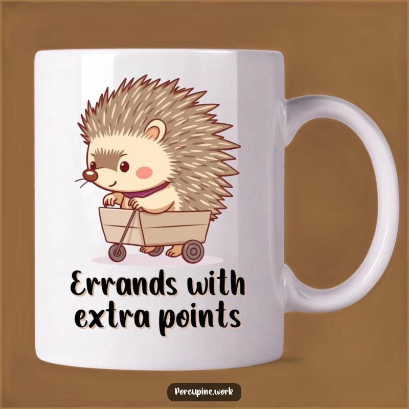 Funny Porcupine Rolling Cart Mug: Happy Hauler for a Hilarious Gift