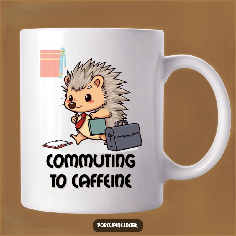 Funny Porcupine Briefcase Mug: Happy Office Scuttler, Hilarious Gift!