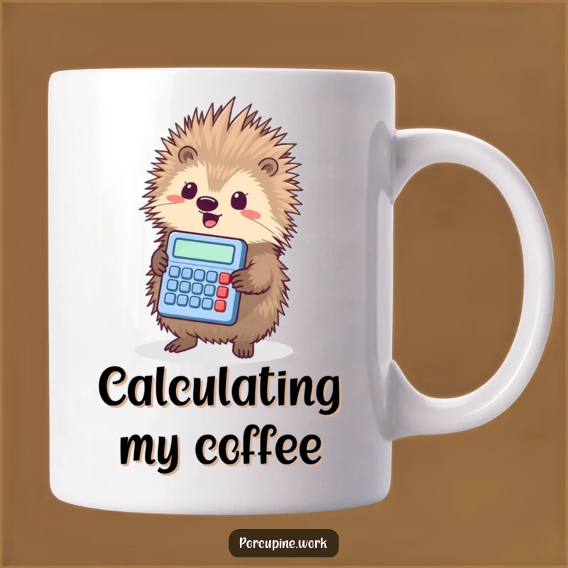 Funny Porcupine Calculator Mug - Triumphant Nerd Gift Mug