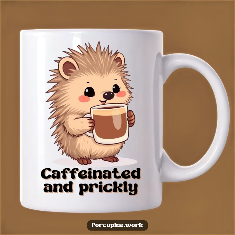 Funny Porcupine Coffee Lover Mug - Pleased Expression Gift Mug