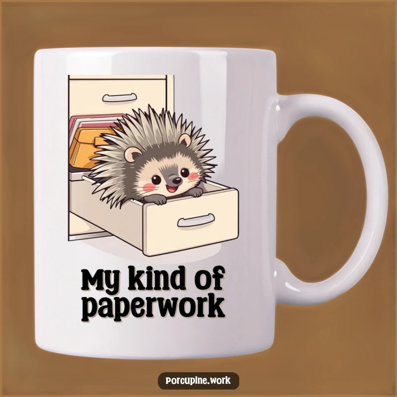 Funny Porcupine Filing Cabinet Slide Mug - Hilarious Office Gift for Animal Lovers