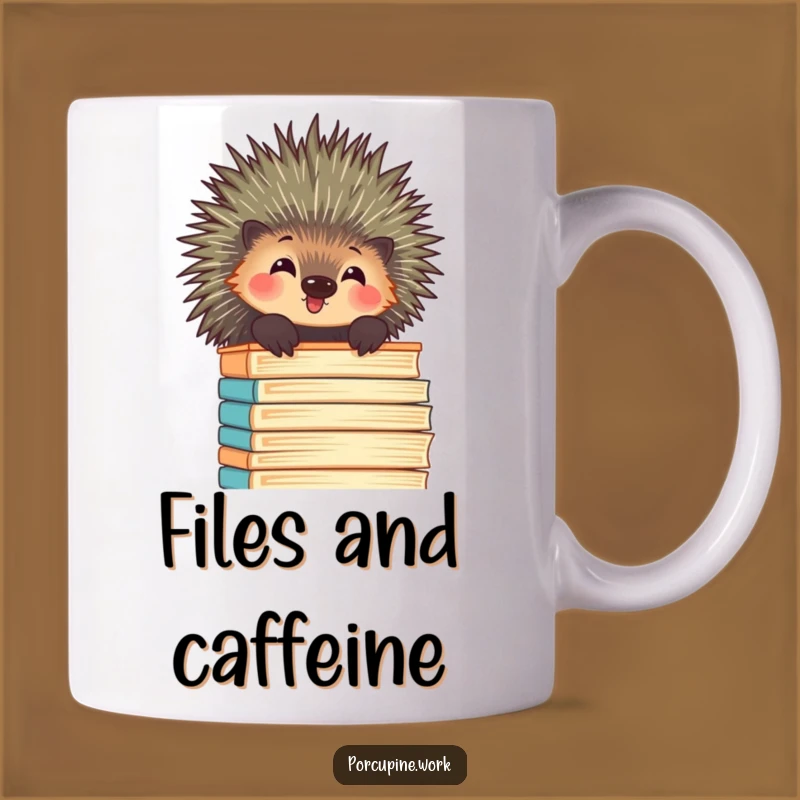 Funny Porcupine Office Mug - Amused File Peeker Gift Mug