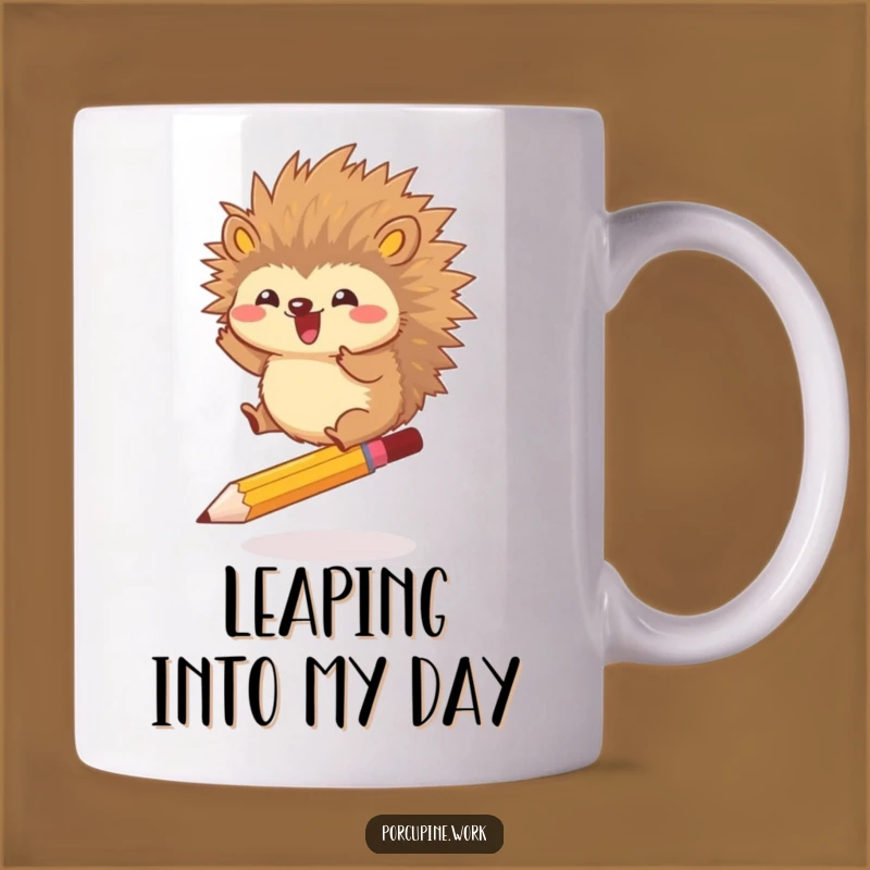 Funny Porcupine Pencil Jump Mug - Leap for Joy, Perfect Funny Gift!