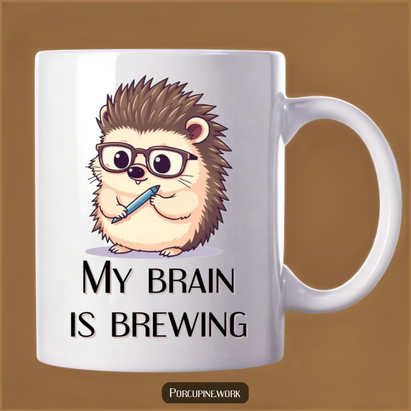 Funny Porcupine Professor Mug: Scholarly Animal with Spectacles and Pen, Perfect Gift for Bookworms