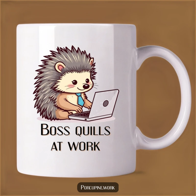 Funny Porcupine Tie Laptop Mug: Energetic Typist for a Hilarious Gift