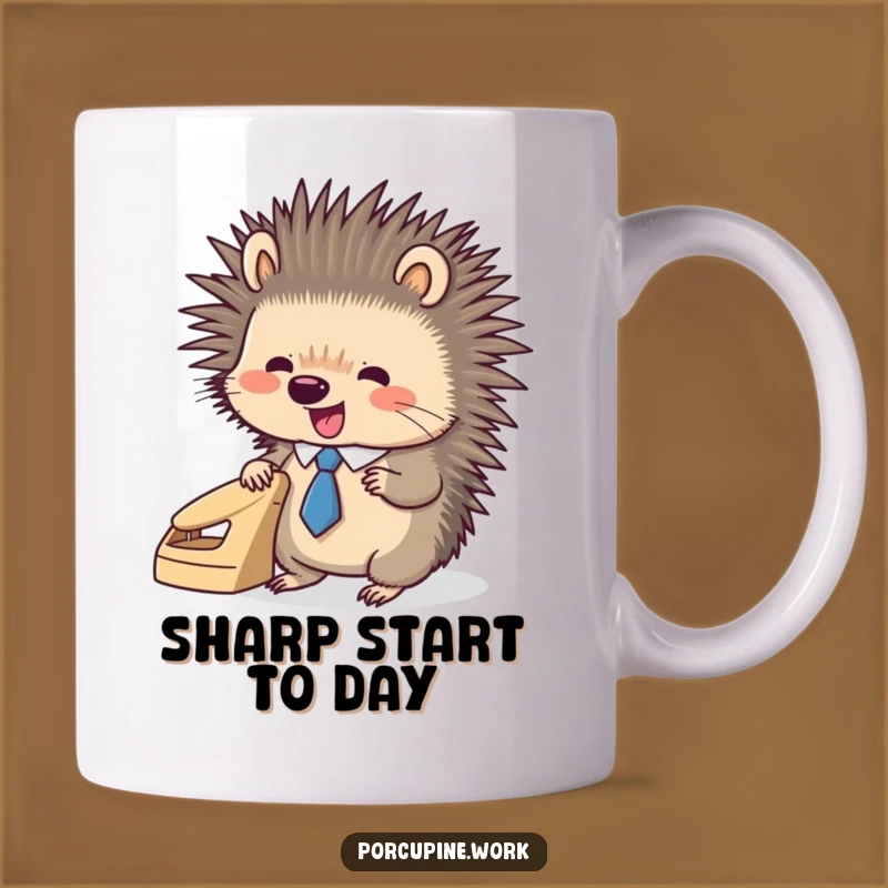 Funny Porcupine Tie Mug - Enthusiastic Office Worker Gift Mug