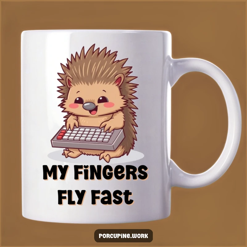 Funny Porcupine Typing Mug: A Hilarious Office Gift for Keyboard Warriors!