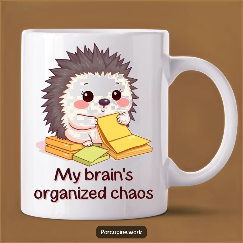 Funny Porcupine Sticky Note Manager Mug: Organized Humor Gift