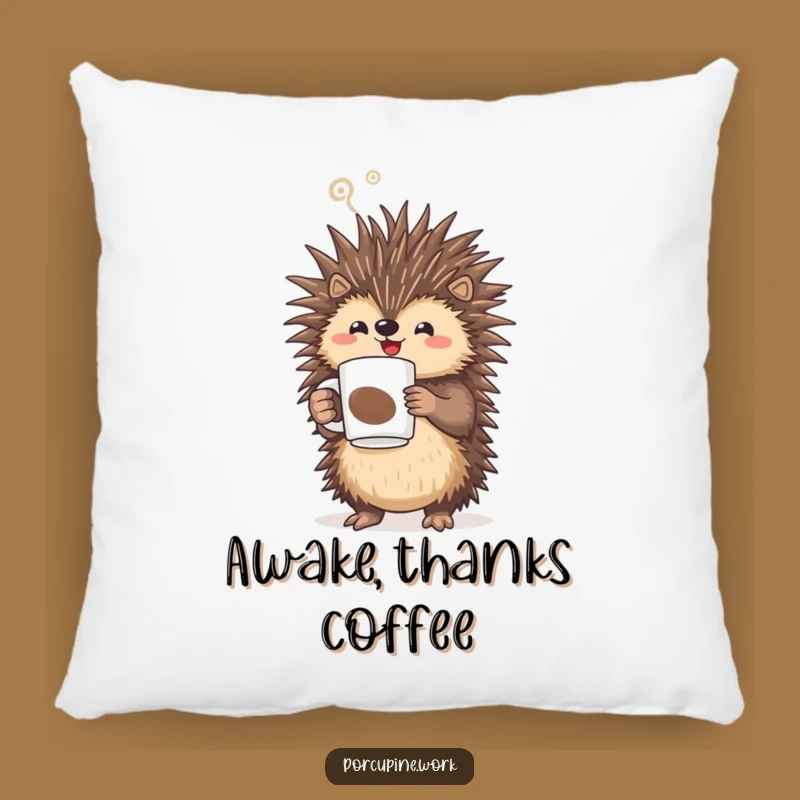 Funny Porcupine Coffee Pillow - Cozy Comfort for Your Triumph!