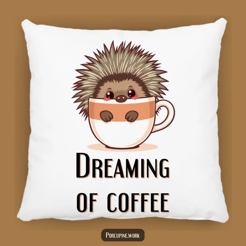 Funny Porcupine Coffee Pillow - Cozy Caffeine Companion, Adorable Funny Gift!
