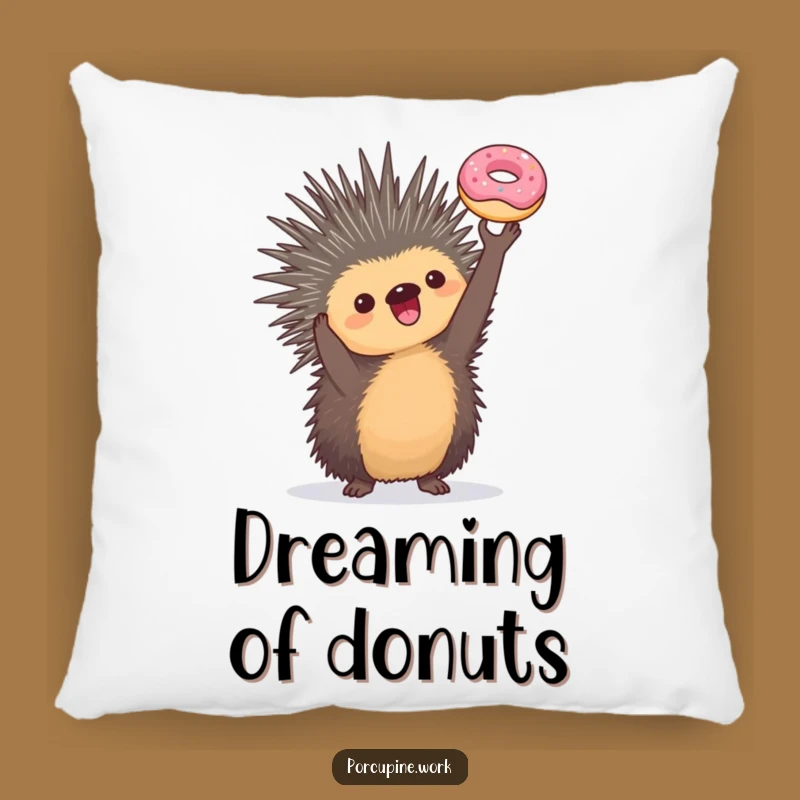 Funny Porcupine Donut Trophy Funny Pillow, Cuddle with Your Sweetest Win