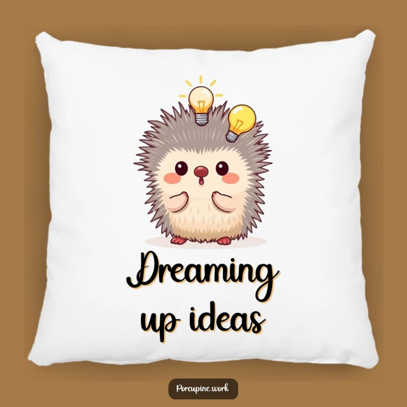 Funny Porcupine Idea Pillow: Cozy Cushion with Lightbulb, Quirky Funny Gift