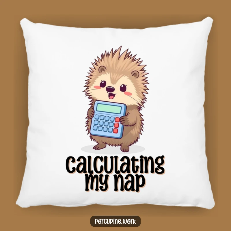 Funny Porcupine Calculator Pillow - Triumphant Nerd Cushion