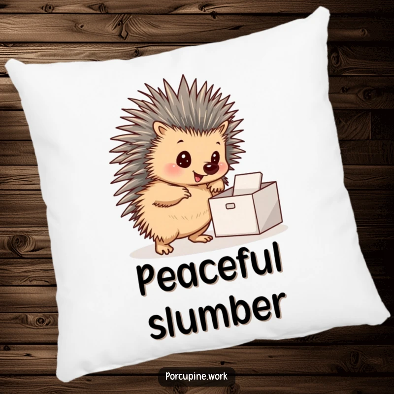 Funny pillow featuring a porcupine posing confidently next to a neat inbox, offering comfort and organizational humor.