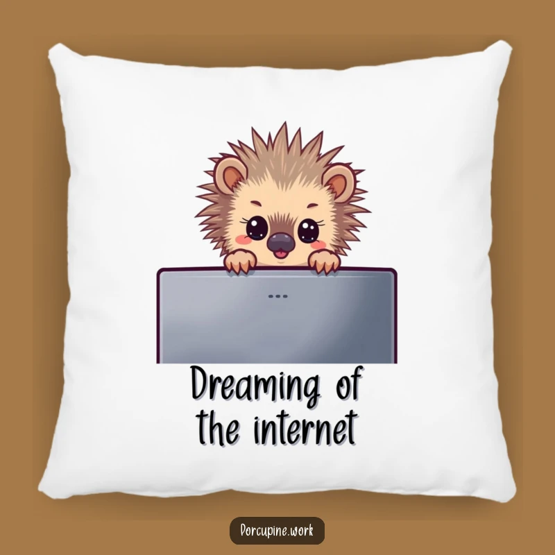 Funny Porcupine Monitor Peek Funny Pillow, Cuddle Up with Cute Chaos