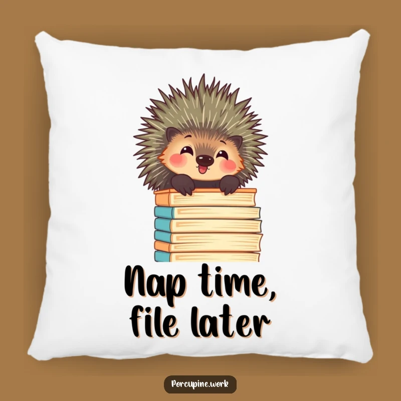 Funny Porcupine Office Pillow - Amused File Cushion