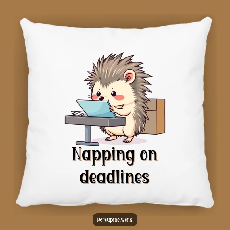 Funny Porcupine Office Pillow - Comfy Desk Companion Cartoon Gift